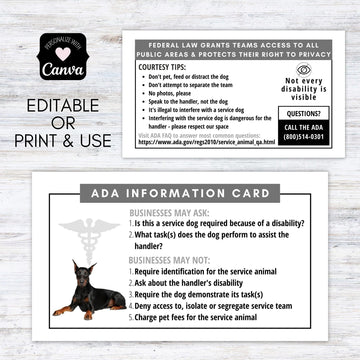service dog handler ada information card